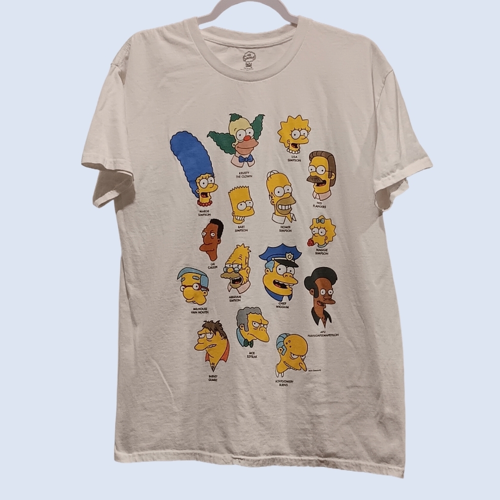 Simpsons Characters White Tshirt Adult L